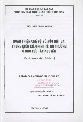 Hoàn thiện chế độ sở hữu đất đai ở khu vực Tây Nguyên