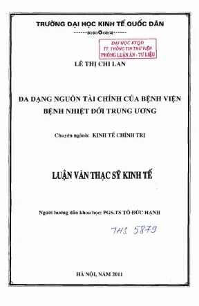 Đa Dạng Nguồn Tài Chính Của Bệnh Viện Nhiệt Đới Trung Ương