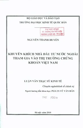 Khuyến Khích Đầu Tư Nước Ngoài Vào Thị Trường Chứng