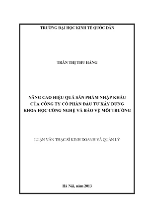 Nâng Cao Hiệu Quả Sản Phẩm Nhập Khẩu Tại Công Ty Cổ Phần