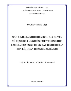 Nghiên Cứu Xác Định Giá Khởi Điểm Đấu Giá Quyền Sử Dụng 