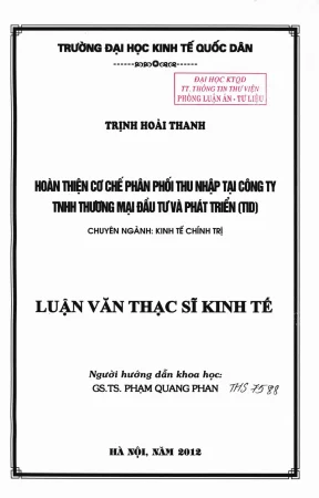 Hoàn thiện cơ chế phân phối thu nhập tại Công ty TNHH