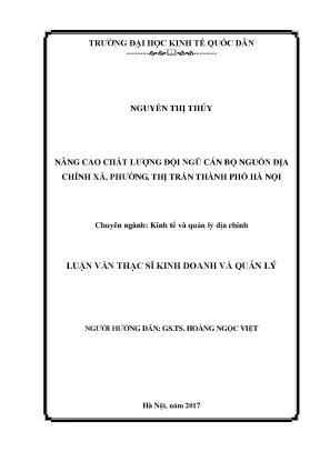 Nâng Cao Chất Lượng Đội Ngũ Cán Bộ Địa Chính Tại Hà Nội