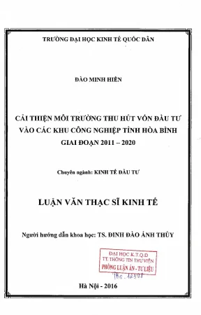 Cải Thiện Môi Trường Thu Hút Vốn Đầu Tư Vào Các Khu Công