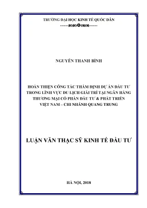 Hoàn thiện công tác thẩm định dự án đầu tư du lịch giải