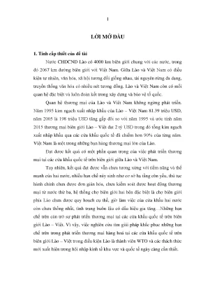 Phát Triển Thương Mại Tại Các Cửa Khẩu Quốc Tế Giữa Lào