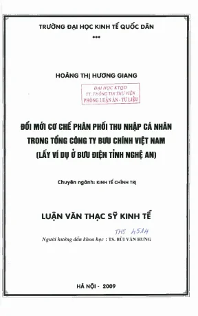 Cơ Chế Phân Phối Thu Nhập Cá Nhân Trong Tổng Công Ty Bưu