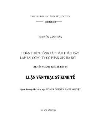 Cải Thiện Công Tác Đấu Thầu Xây Lắp Tại Công Ty Cổ Phần