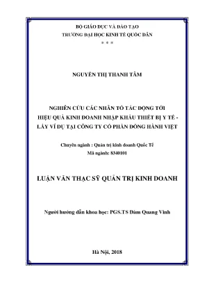 Nghiên Cứu Hiệu Quả Kinh Doanh Nhập Khẩu Thiết Bị Y Tế