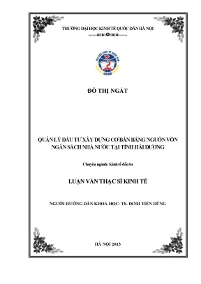 Quản Lý Đầu Tư Xây Dựng Cơ Bản Tại Tỉnh Hải Dương: Giải