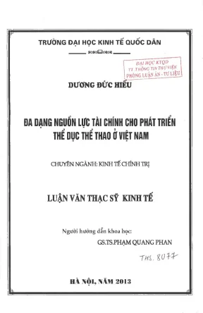 Đa Dạng Nguồn Lực Tài Chính Cho Phát Triển Thể Dục Thể