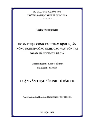 Hoàn thiện công tác thẩm định dự án nông nghiệp công