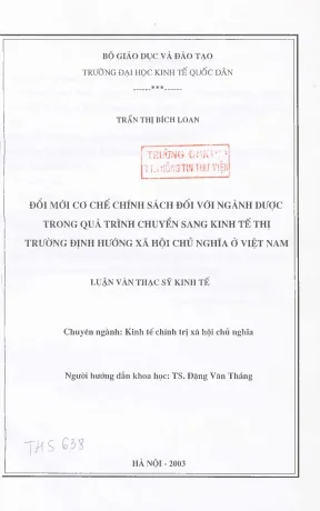 Chính Sách Đổi Mới Ngành Dược Việt Nam Trong Kinh Tế Thị 
