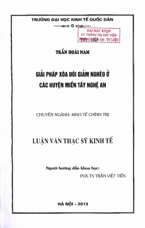 Giải Pháp Xóa Đói Giảm Nghèo Tại Các Huyện Miền Tây Nghệ An