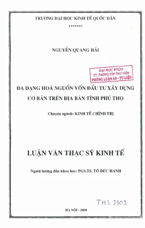 Đa Dạng Hóa Nguồn Vốn Đầu Tư Xây Dựng Tại Tỉnh Phú Thọ