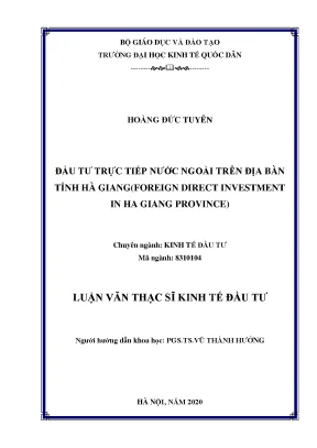 Đầu Tư Trực Tiếp Nước Ngoài Tại Tỉnh Hà Giang: Thực