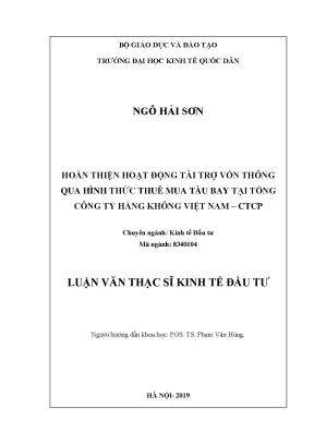 Hoạt Động Tài Trợ Vốn Thuê Mua Tàu Bay Tại Tổng Công Ty