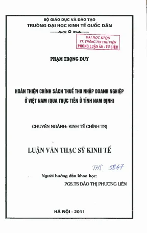 Hoàn thiện chính sách thuế thu nhập doanh nghiệp tại