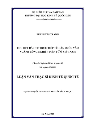 Thu Hút Đầu Tư Trực Tiếp Từ Hàn Quốc Vào Ngành Công
