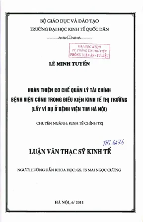 Hoàn thiện cơ chế quản lý tài chính tại bệnh viện công: