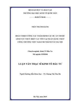 Công Tác Thẩm Định Dự Án Thủy Điện Tại Ngân Hàng TMCP
