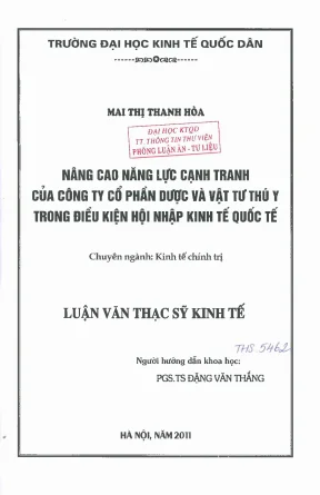 Nâng Cao Năng Lực Cạnh Tranh Của Công Ty Cổ Phần Dược Và