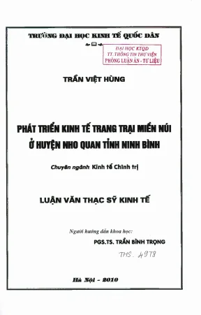 Phát Triển Kinh Tế Trang Trại Miền Núi Huyện Nho Quan