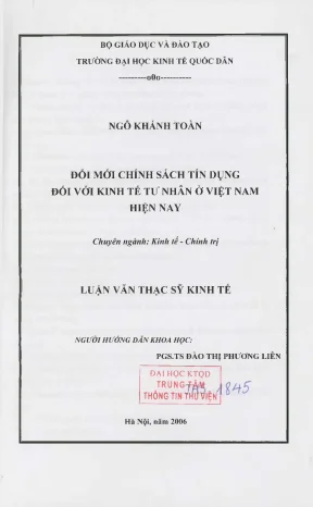 Chính Sách Tín Dụng Đối Với Kinh Tế Tư Nhân Tại Việt Nam