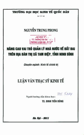 Nâng Cao Vai Trò Quản Lý Nhà Nước Về Đất Đai Tại Thị Xã