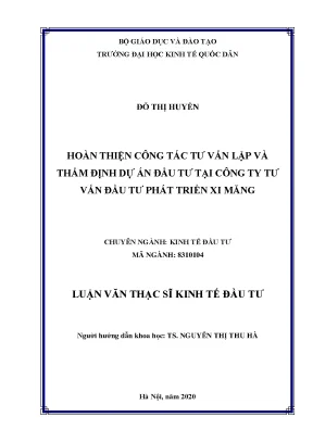 Hoàn thiện công tác tư vấn và thẩm định dự án đầu tư tại
