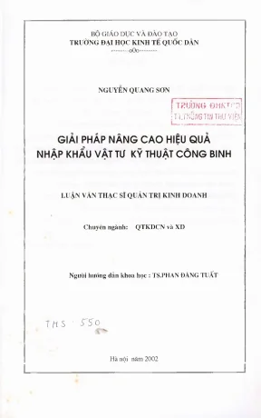 Nâng Cao Hiệu Quả Nhập Khẩu Vật Tư Kỹ Thuật Công Binh