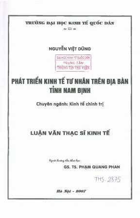 Phát Triển Kinh Tế Tư Nhân Tại Tỉnh Nam Định: Thực Trạng