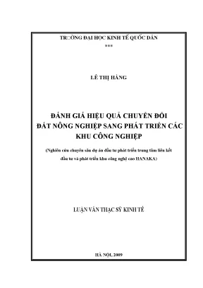 Đánh Giá Hiệu Quả Chuyển Đổi Đất Nông Nghiệp Sang Khu