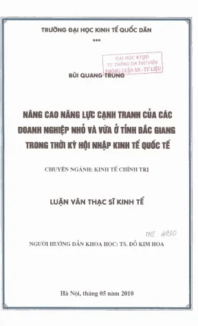 Nâng Cao Năng Lực Cạnh Tranh Của Doanh Nghiệp Nhỏ Và Vừa