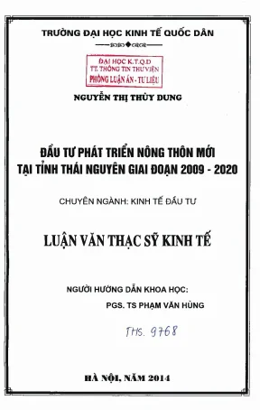 Phát Triển Nông Thôn Mới Tại Tỉnh Thái Nguyên Giai Đoạn