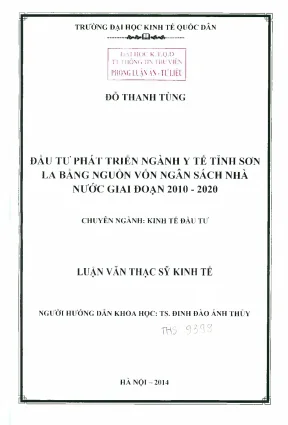 Đầu Tư Phát Triển Ngành Y Tế Tỉnh Sơn La Giai Đoạn 2010-2020