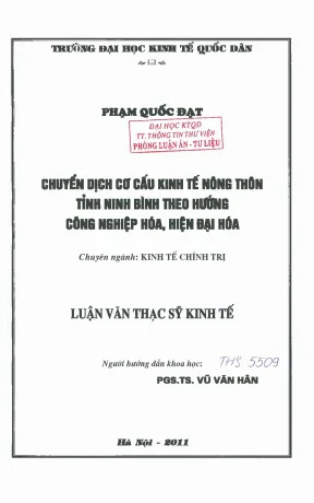 Chuyển Dịch Cơ Cấu Kinh Tế Nông Thôn Tỉnh Ninh Bình: