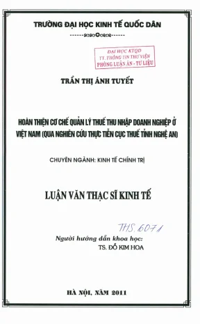 Nâng cao hiệu quả quản lý thuế thu nhập doanh nghiệp tại 