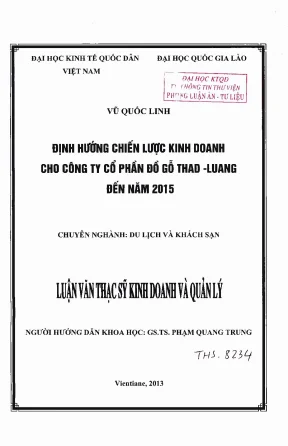 Chiến Lược Kinh Doanh Cho Công Ty Cổ Phần Đồ Gỗ 
