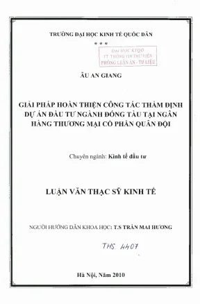 Giải Pháp Hoàn Thiện Công Tác Thẩm Định Dự Án Đầu Tư
