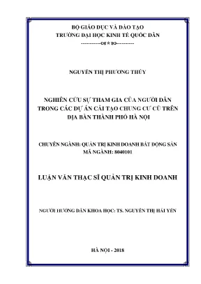 Nghiên Cứu Sự Tham Gia Của Người Dân Trong Dự Án Cải Tạo 