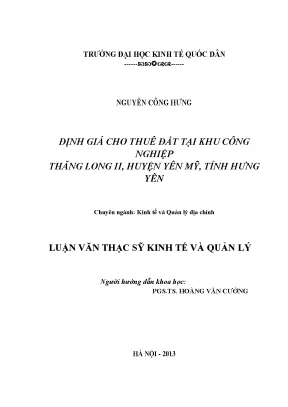 Định Giá Cho Thuê Đất Tại Khu Công Nghiệp Thăng Long II, 