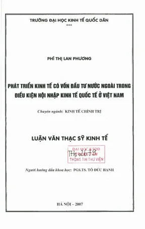 Phát Triển Kinh Tế Có Vốn Đầu Tư Nước Ngoài Tại Việt Nam
