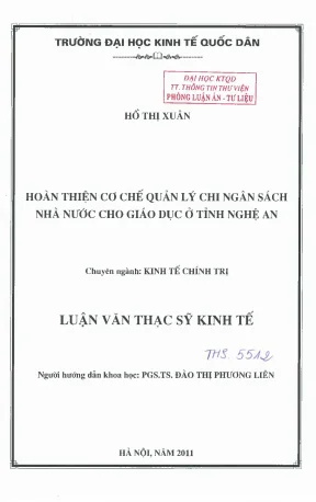 Hoàn thiện cơ chế quản lý chi ngân sách nhà nước cho