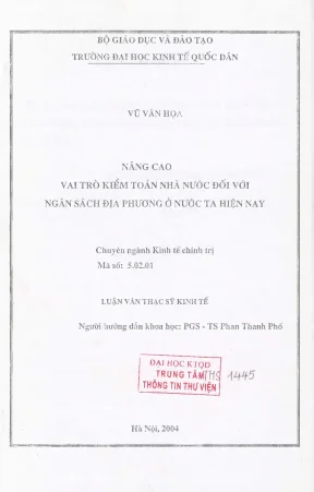Nâng Cao Vai Trò Kiểm Toán Nhà Nước Đối Với Ngân Sách