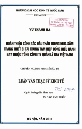 Hoàn thiện công tác đấu thầu mua sắm trang thiết bị tại