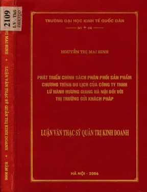 Phát Triển Chính Sách Phân Phối Sản Phẩm Du Lịch Tại