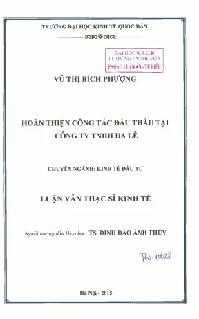 Nâng cao hiệu quả công tác đấu thầu tại Công ty TNHH Dan Le