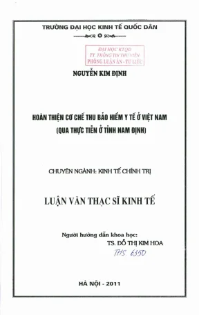 Hoàn thiện cơ chế thu bảo hiểm y tế ở việt nam qua thực tiễn ở tỉnh nam định