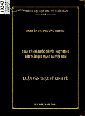 Quản Lý Nhà Nước Đối Với Hoạt Động Đấu Thầu Qua Mạng Tại